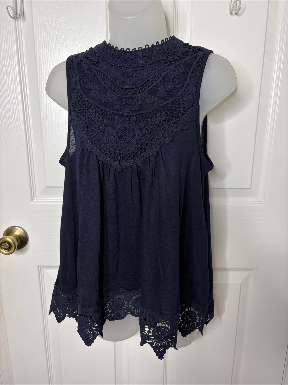 Xhilaration Navy Sleeveless Crochet Yoke Camisole